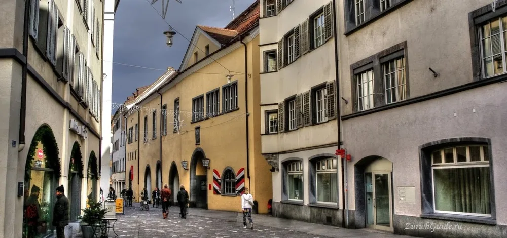 An arcaded street in the old town of Chur