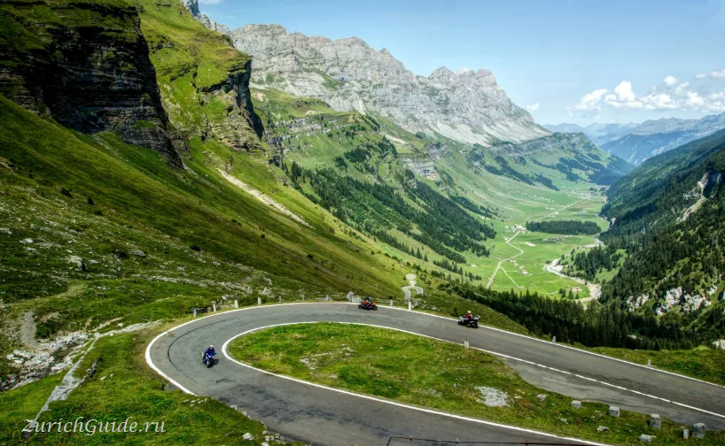 A motorcyclist on the Klausen Pass road