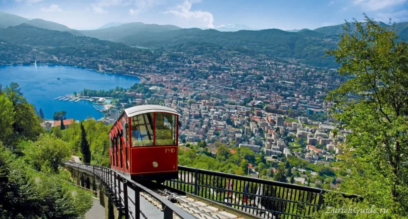 The funicular climbing Monte Bre above Lugano