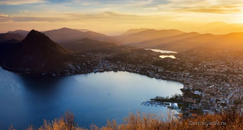 Lake Lugano at sunset