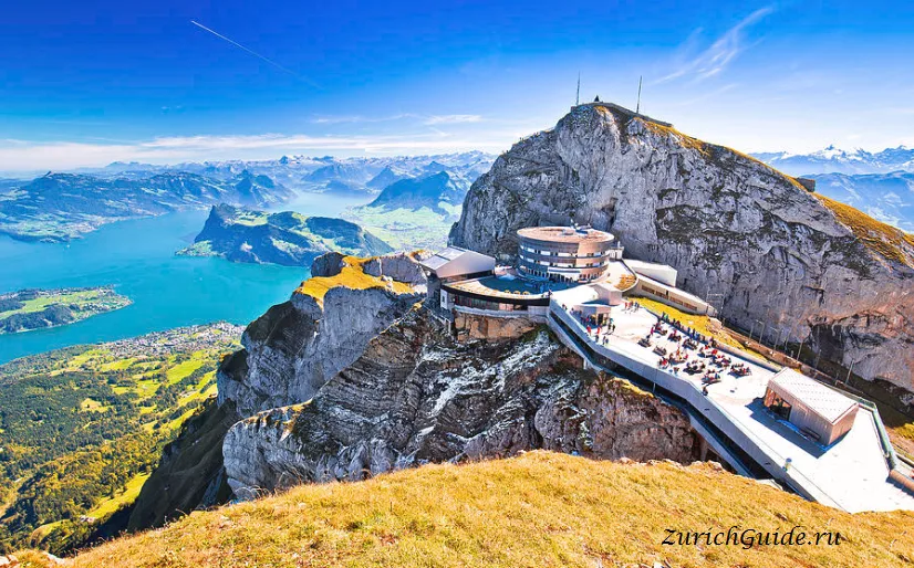 The summit station of Pilatus above Lake Lucerne