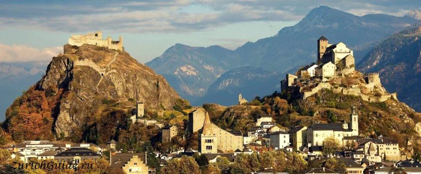 The two castle hills of Valere and Tourbillon above Sion