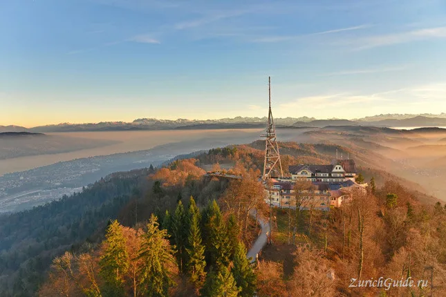 The tower on the Uetliberg above Zurich at sunset