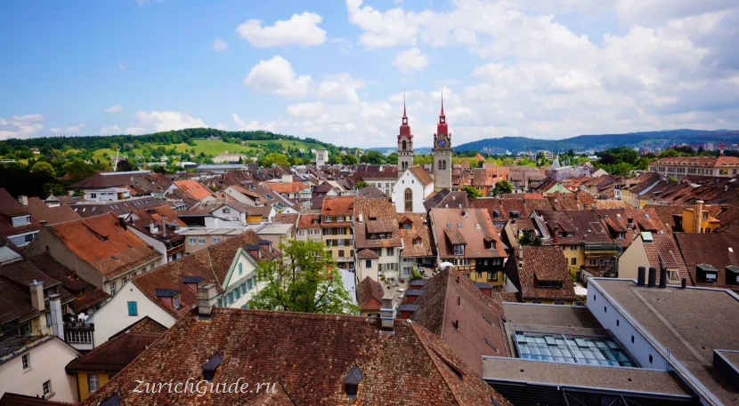 The roofs and church towers of Winterthur old town